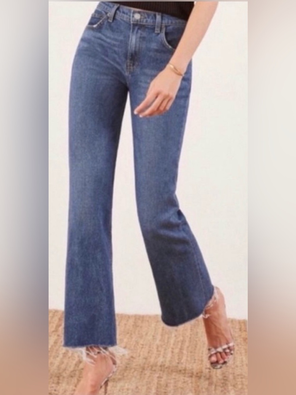 Reformation Cropped Flood Kasai Raw Hem Jeans , size 27